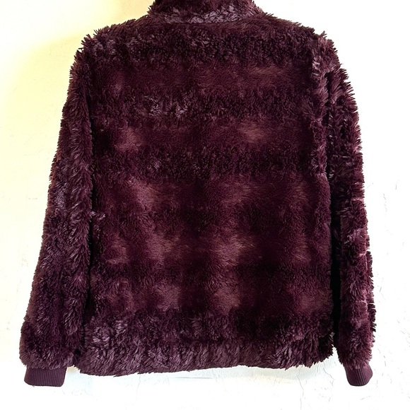Anthropologie Sanctuary Mock Neck Shiraz (Purple) Faux Fur Teddy Jacket Sz M - Picture 6 of 11